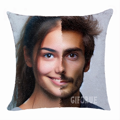 Custom Two Photos Sequin Magic Pillow Clever Gift